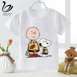 One Punch Man Saitama/Новая Летняя Повседневная футболка для мальчиков и девочек детская одежда с принтом топы, милая детская футболка с короткими