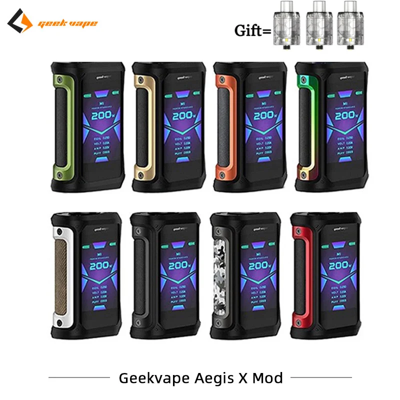 Новое поступление Geekvape Aegis X Mod 200W макс Выход электронные сигареты Mod с 2,0 чипы создано Двойной 18650 испаритель