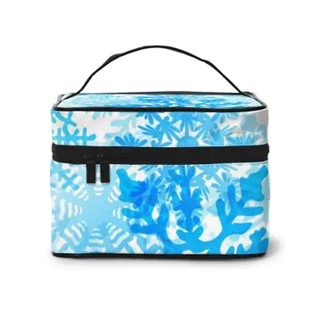 

Women Makeup Bags travel cosmetic bag Toiletries Organizer Travel Storage Bag Snowflakes Christmas Organizer Containers
