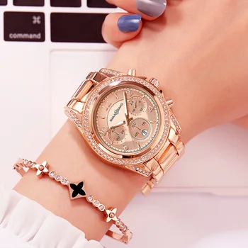 

Fashion Casual Waterproof Wristwatch 2019 Classic Rose Gold Watches Quartz Calendar Women Top Brand Luxury Laides Dress Business