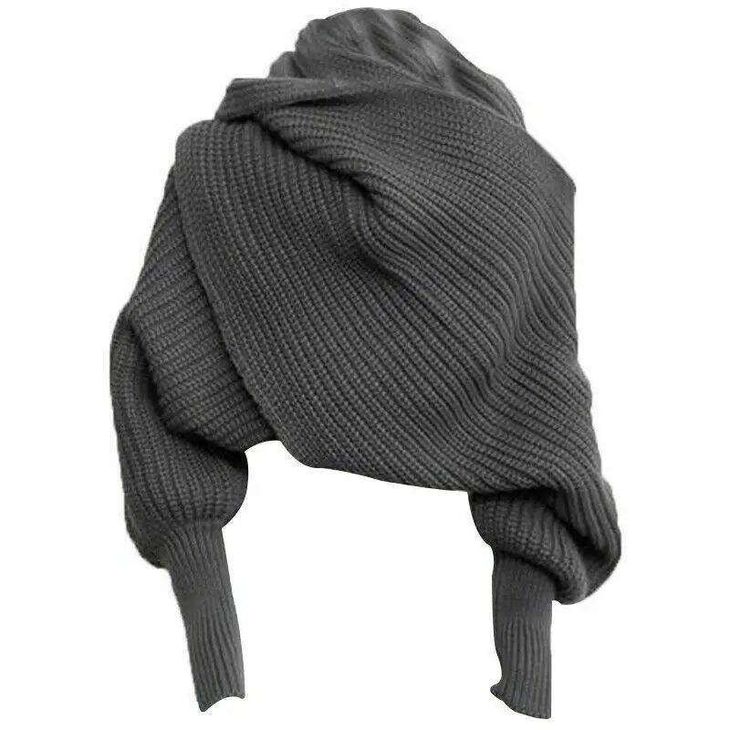 Navy Gray Европейский и американский стиль новые зимние шерстяные шарфы для мужчин и женщин с рукавами вязаный шарф толстый теплый высококлассный модный - Цвет: Navy Gray