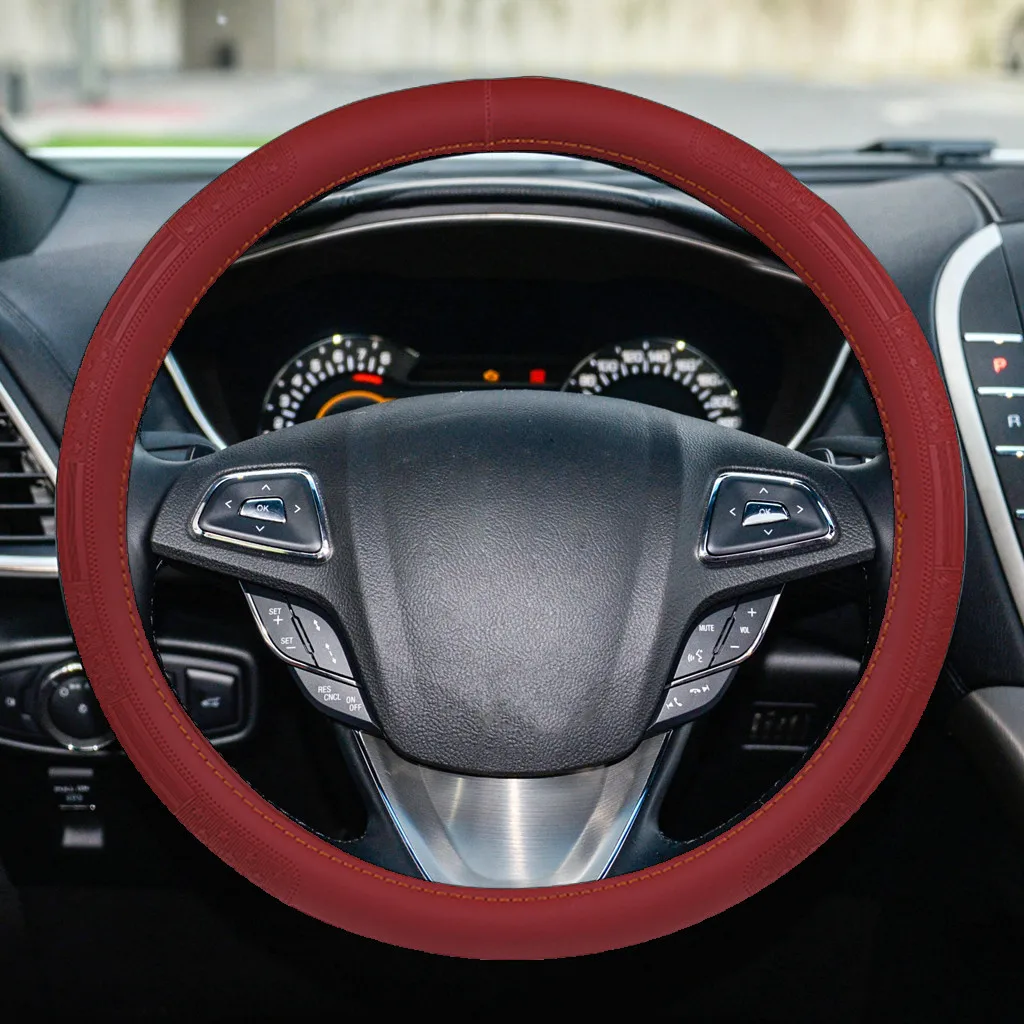 DIY мягкий микроволокно кожа 38 см чехол рулевого колеса автомобиля с иглой и нитью