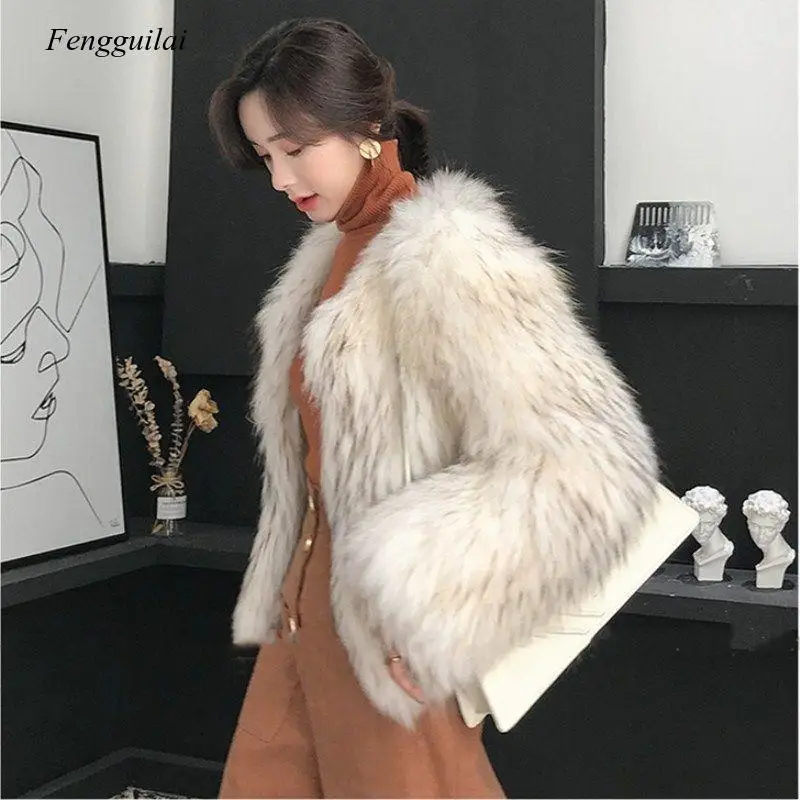 

Jacket Women Imitation Raccoon Fox Fur Short Autumn and Winter Korean Thickened Fashion Coat