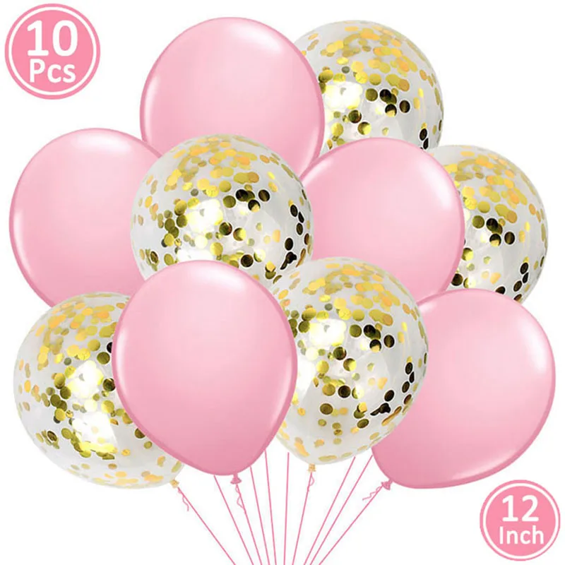 10pcs pink gold 1 Набор, трубка, воздушный шар, подставка, 7 шт., латексные шары, с днем рождения, украшения для вечеринки, для детей, Детский душ, свадебные принадлежности - Цвет: 10pcs pink gold