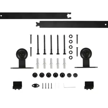 

Sliding Barn Door Track Hardware Set Hardware Steel Slide Rail Antique Track Set For Single Door Panel Bathroom T-Shape Hook HWC