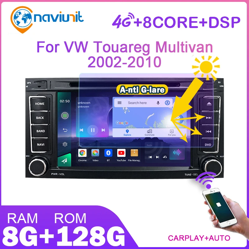 магнитола 2 din android 10 с экраном автомагнитола стерео для Volkswagen VW Touareg T5