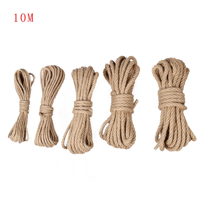 10M Natural Jute Rope Twine Rope Hemp Twisted Cord Macrame String DIY Craft Handmade Decoration Pet Scratching 4mm-12mm jute rope,macrame cord