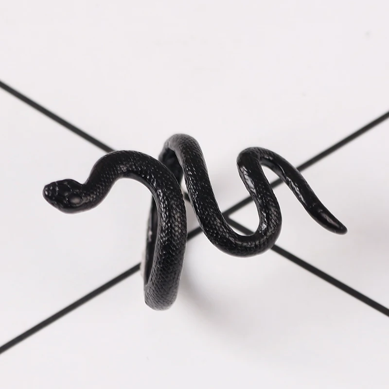 Anime Rings for Men Women Punk Goth Snake Ring Exaggerated Black Plated Gothic Adjustable Party Gift Jewelry Mujer Bijoux finger ring adjustable rings animal ring