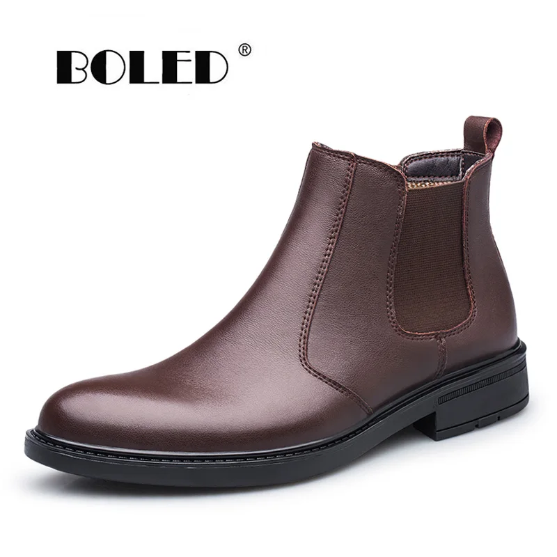 

Quality Natural Leather Men Boots Plus Size Non-slip Chelsea Boots Men Retro Style Comfy Outdoor Autumn Ankle Men Shoes