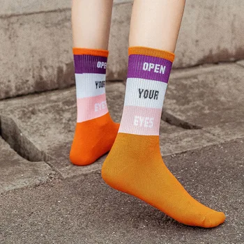 

Sweet Woman Sock Letter Socks for Women Colorful Patchwork Style Ladies High Standard Sox Female Cotton Trendy Autumn Skarpetki