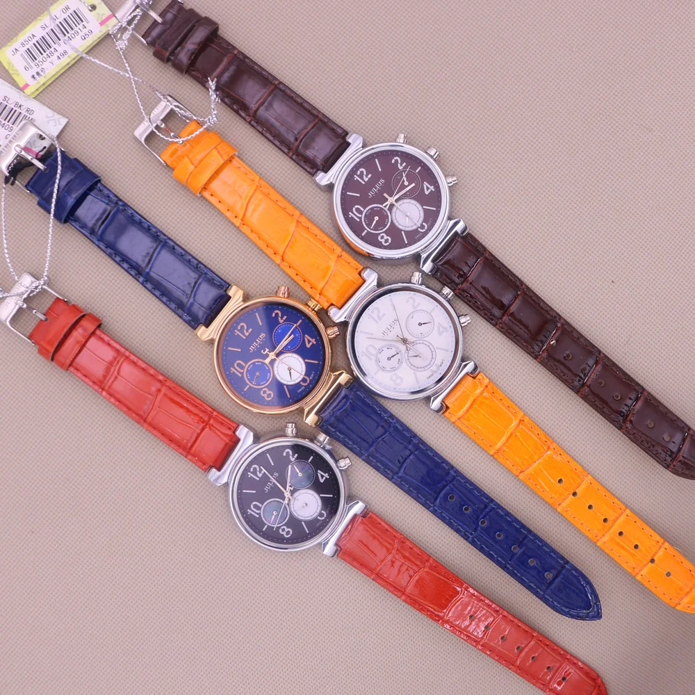 Real Multi-functions Women's Watch ISA Quartz Hours Fine Fashion Dress Bracelet Real Leather Birthday Girl's Gift Julius Box