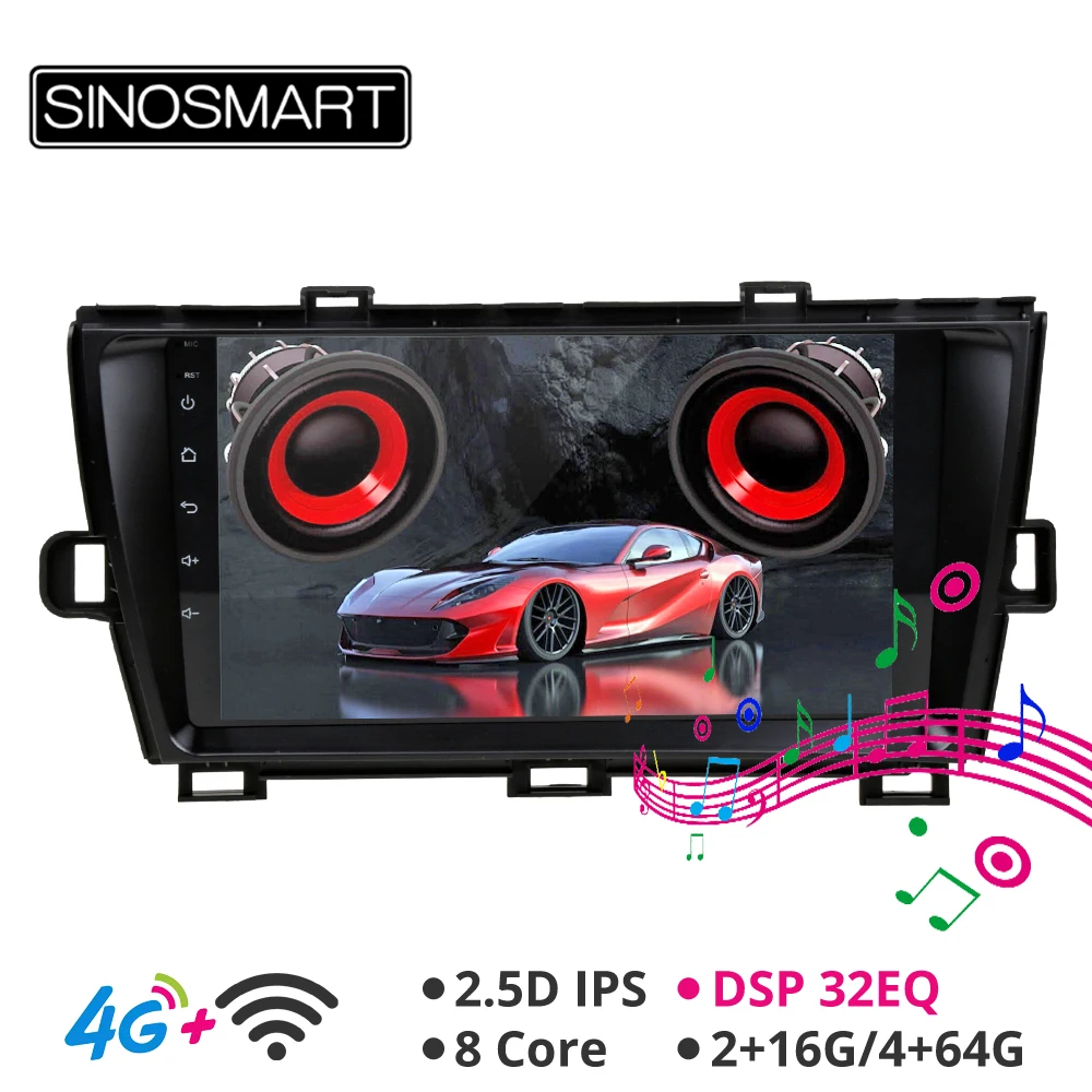 

Sinosmart Android 8.1 Car for Toyota Prius 2009 2010 2011 2012 2013 GPS Navigation Radio 2din 2.5D IPS/QLED Screen