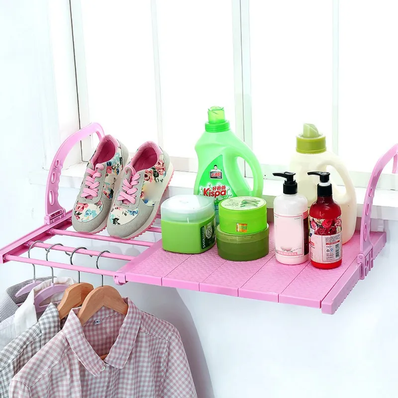  Unique Adjustable Telescopic Balcony Drying Shoe Rack Multi-function Hanging Window Sill Drying Rac
