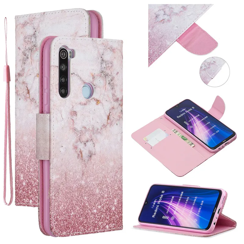 COOLY кожаный чехол-бумажник с откидной крышкой для Xiaomi Redmi Note 8 Pro 7 9T 7A K20 6 Pro 6A 5 5A задняя крышка чехол для телефона с рисунком кота мрамора
