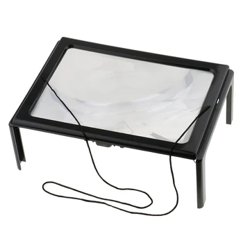 

Full Page Large PVC Magnifier 3X Foldable Magnifying Glass Loupe Hands Free for Reading with 4 Lights