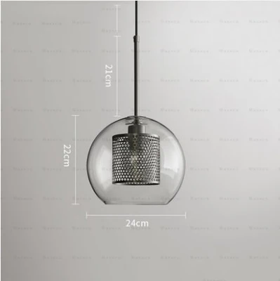 B24CM silvery Современный стеклянный подвесной светильник скандинавский роскошный подвесной светильник для гостиной Лофт промышленный подвесной светильник Декор кухня блеск светильник - Цвет корпуса: B24CM silvery