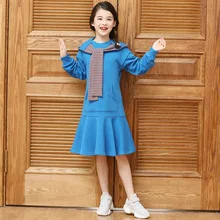 Платье для девочек, зимнее платье для девочек Однотонные Детские платья с длинными рукавами и капюшоном осенняя одежда для девочек-подростков на Рождество 6, 8, 10, 12 лет