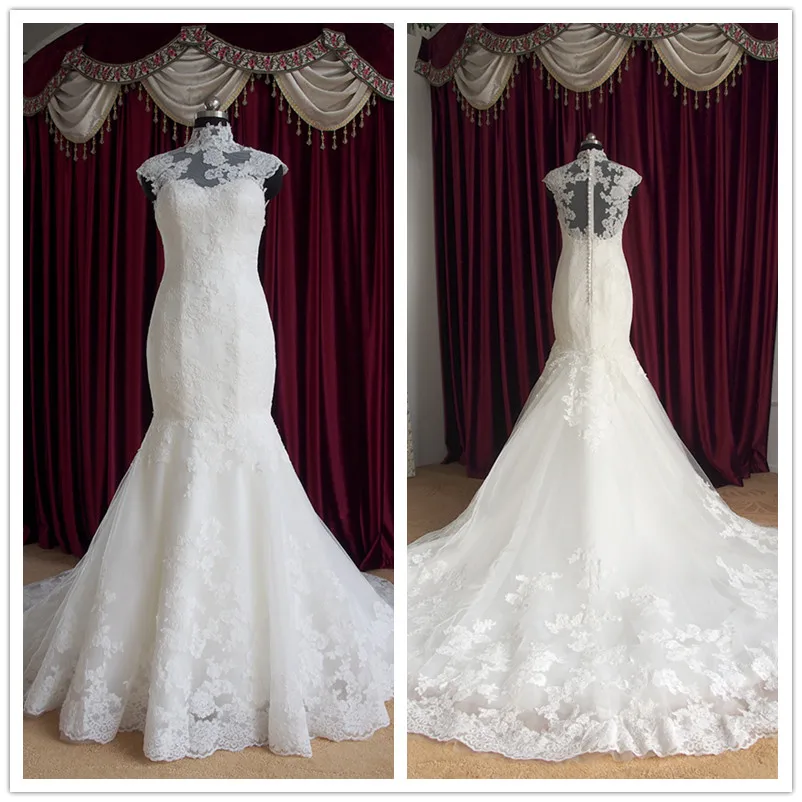 Hoge Hals Cap Sleeve Kant Mermaid 2018 Real 'S Nieuwe Sexy Applicaties Vestido De Noiva Lange Bruiden Moeder Van De bruid Jurken Hoge Hals Cap Sleeve Kant Mermaid 2018 Real 'S Nieuwe Sexy Applicaties Vestido De Noiva Lange Bruiden Moeder Van De bruid Jurken