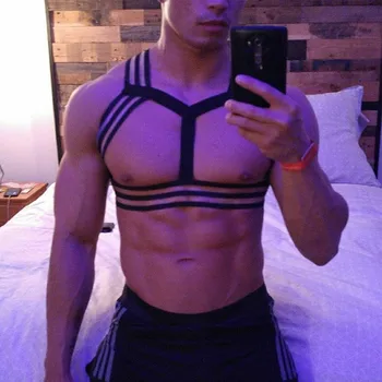 

Shapers Mens High Elastic Bind Shoulder Show Chest Muscle Belt Sexy Lingerie Club Show Chest Muscle Belts