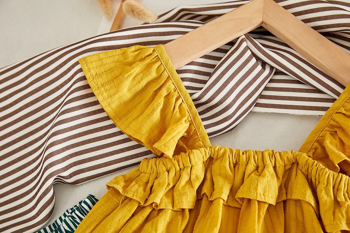 Sodawn/летние комплекты одежды для маленьких девочек топ без рукавов с цветочным рисунком+ юбка с фруктовым принтом комплект одежды из 2 предметов для маленьких девочек
