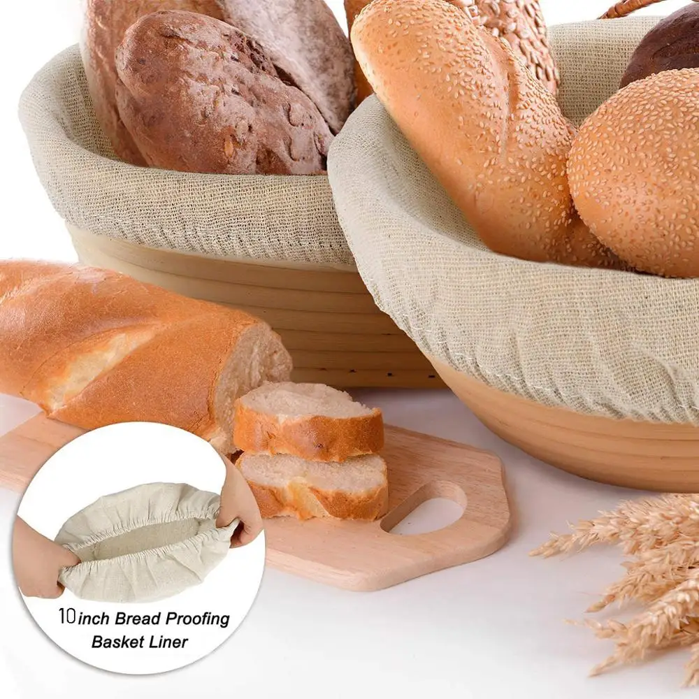 Round Bread Proofing Basket Cloth Liner Sourdough Banneton Proofing Cloth Natural Rattan Baking Dough Basket Cover