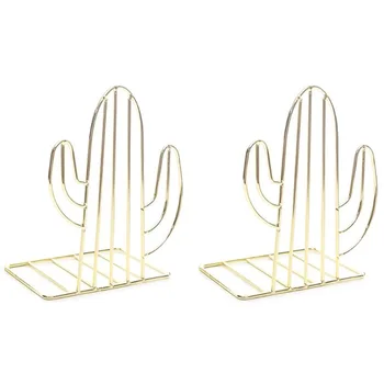 

2PCS/Pair Creative Cactus Shaped Metal Bookends Book Support Stand Desk Organizer Storage Holder Shelf