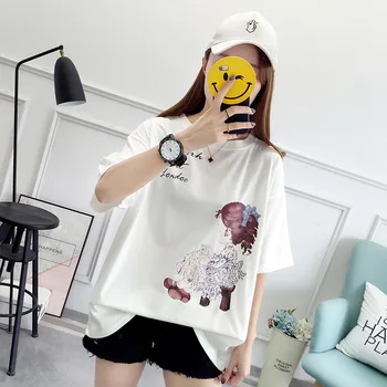 

Female Tee Ladies Neck Short Sleeve Summer Floral mama bear t Shirt Casual white