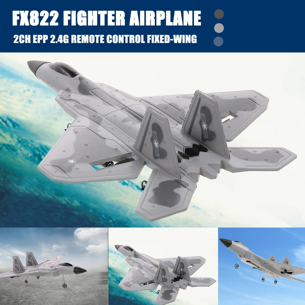 

FX822 F-22 Raptor RC Model Fighter Airplane 2CH EPP 2.4G Remote Control Airplane Fixed-wing RTF InterestingToy Kids Gifts