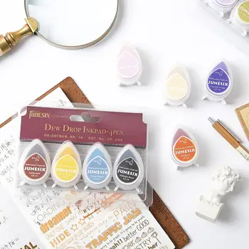 

TWISTER.CK 4 Colors Water Drop Shape Diy Ink Pad for Rubber Stamps Cloth Paper Scrapbooking