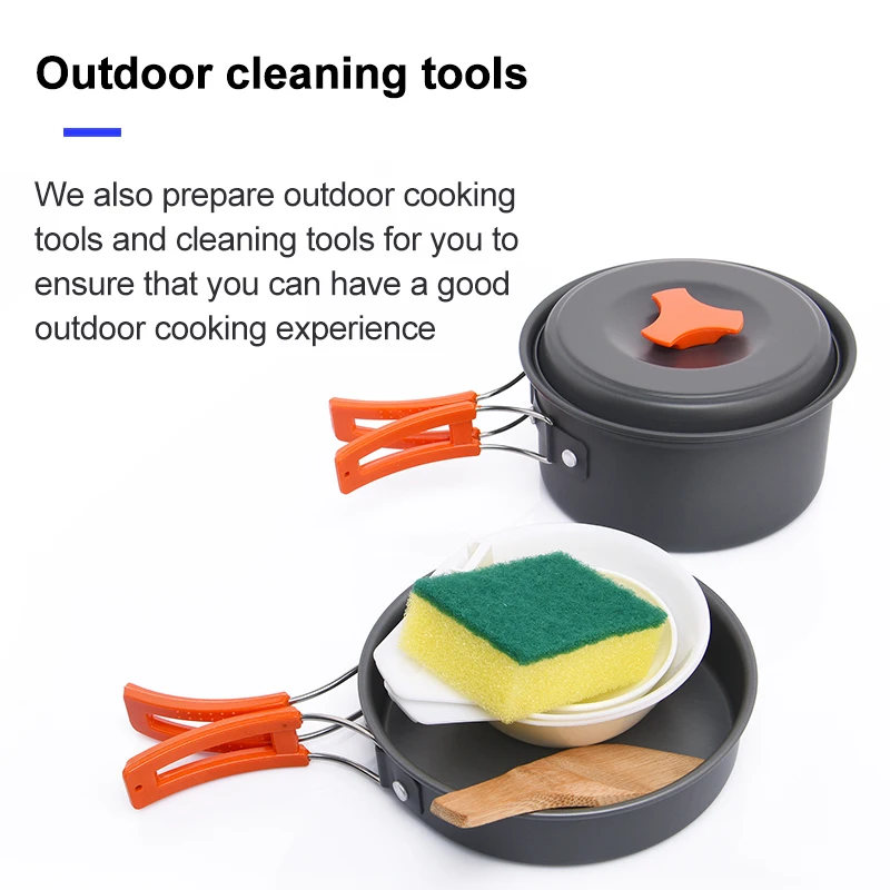 Widesea Camping Tableware Outdoor Cookware Set Pots Tourist Dishes Bowler Kitchen Equipment Gear Utensils Hiking Picnic Travel 5