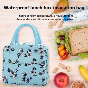 

Portable Insulated Canvas Lunch Bag Portable Lunch Bag Oxford Waterproof Thermal Insulated Cooler Handbag Bento Tote