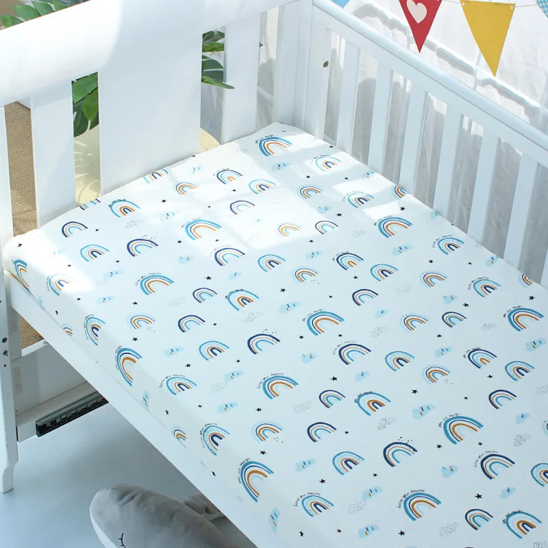 主图_36 Baby Cot Fitted Bed Sheet Cotton Printed Fluorescent-Free Kids Craddle Sheets Children's Bedroom Bedding Sheet 12065 cm