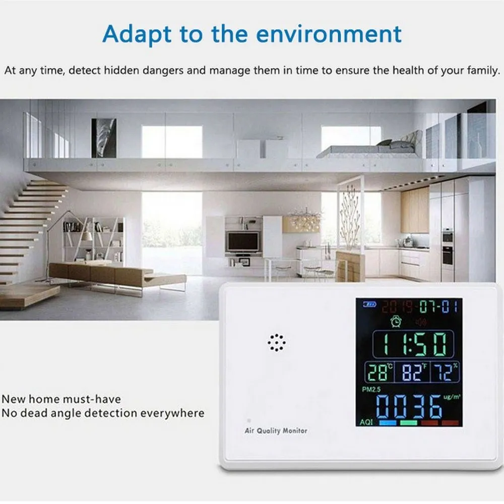 Goede Air Kwaliteit Monitor CO2 Sensor Digitale Formaldehyde Detector HCHO TVOC PM2.5 PM10 Temp Humi AQI Tester Laser Sensor Gas Analyzer