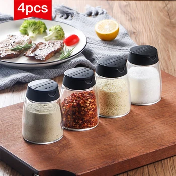

4pcs Seasoning Bottle Salt Spice Condiment Dispenser Box Seasoning Storage Container Spice Pepper Shaker Kitchen Can Gadgets