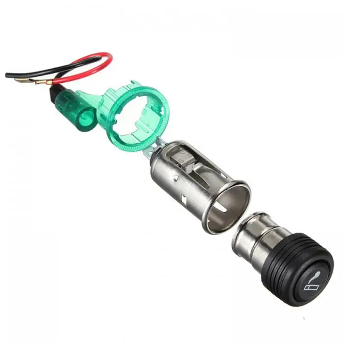 Car Cigarette Lighter Green Light With Socket 12V 25mm 1inch Car Charger Adapter Fit for VW Toyota Honda Audi Mercedes