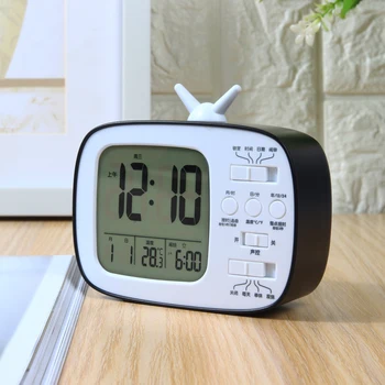 

Smart Small Alarm Clock Night Light Digital Speaker Calendar Snooze Alarm Clock Lcd Silent Temperature Zegary Thermometer AE50AC