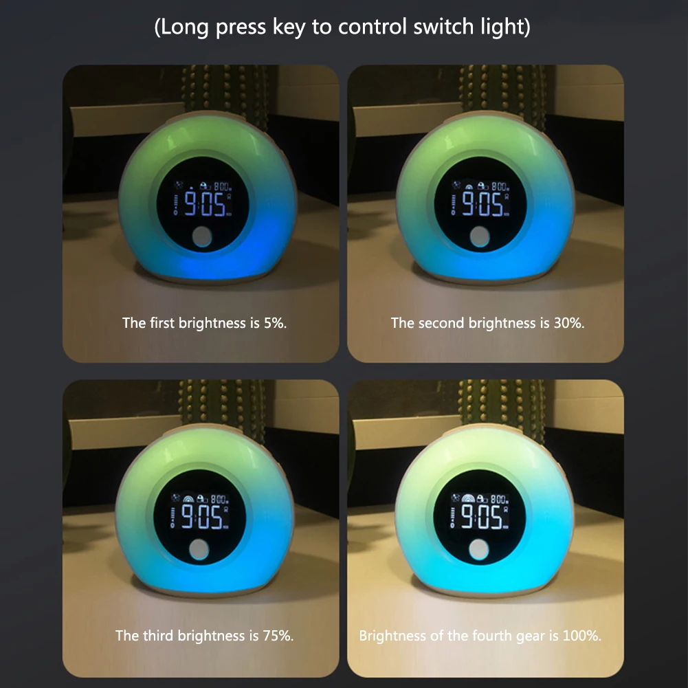

With Bluetooth Speaker Mood Smart Alarm Clock Dimmable Bed Kids Color Changing Led Night Lamp Gift Sleep Wireless