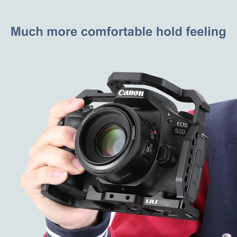 UURig DSLR камера клетка для Canon EOS 70D 80D 90D Корпус чехол Холодный башмак 1/4 ''Arri отверстие для микрофона светодиодный светильник