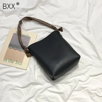 

[BXX] Vintage Leather Bucket Bags For Women 2020 Spring Solid Color Crossbody Bag Female Shoulder Messenger Bag Handbags HK767