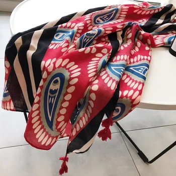 

New style luxury spring and autumn women Classical large Print cotton material scarf Keep warm silk scarves quality cotton shawl