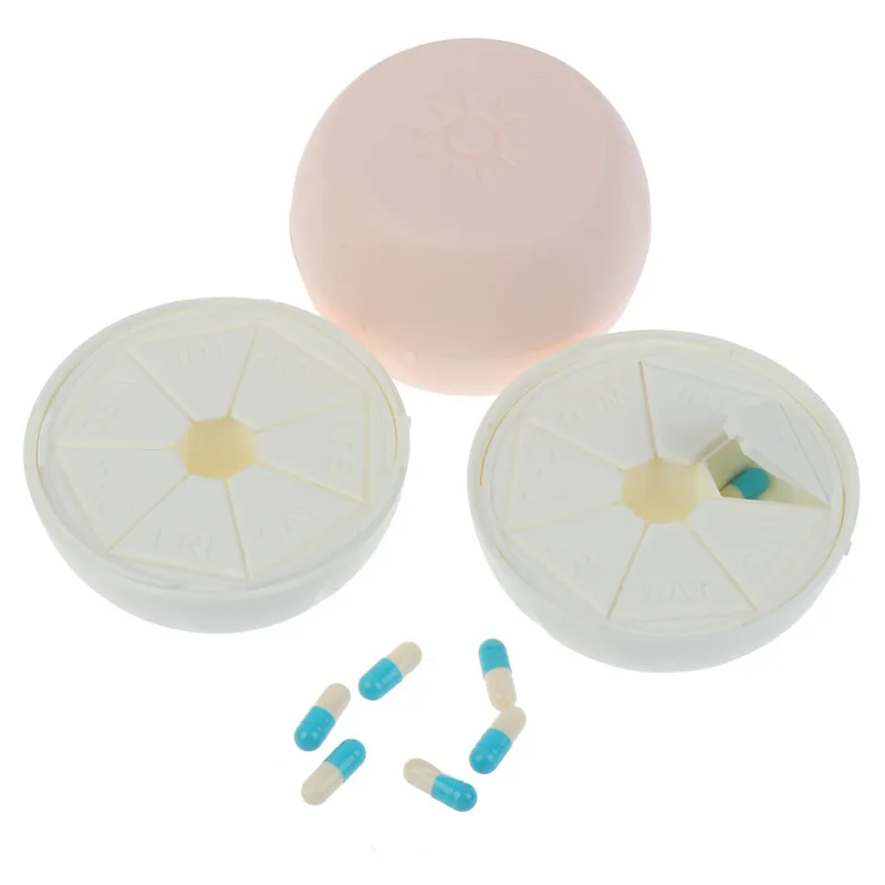 1PC Weekly Rotating 7 Day Pill Container Pill Box Splitter Pill Organizer Medicine Box Cutter Travel Pillbox Health Care