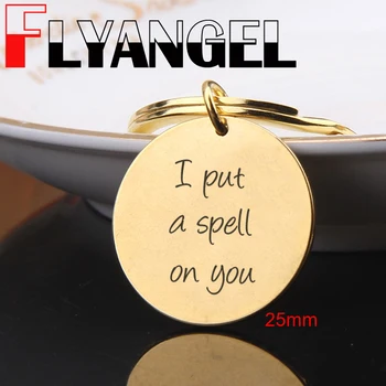 

FLYANGEL Halloween key Chain Jewelry Gifts Engraved I Put A Spell On You Fashion Key Holder Key Tag For Best Friends Gifts