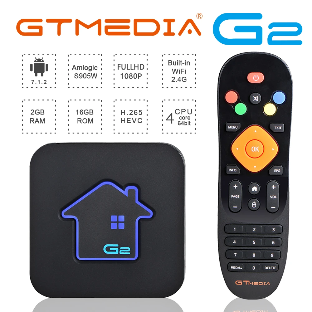 GTMEDIA G2 s905W Android tv box 7,1 2GB 16GB de RAM ROM Wifi para set top box iptv Francia caja del mundo de la tv Inteligente Europa 4k iptv m3u - 1