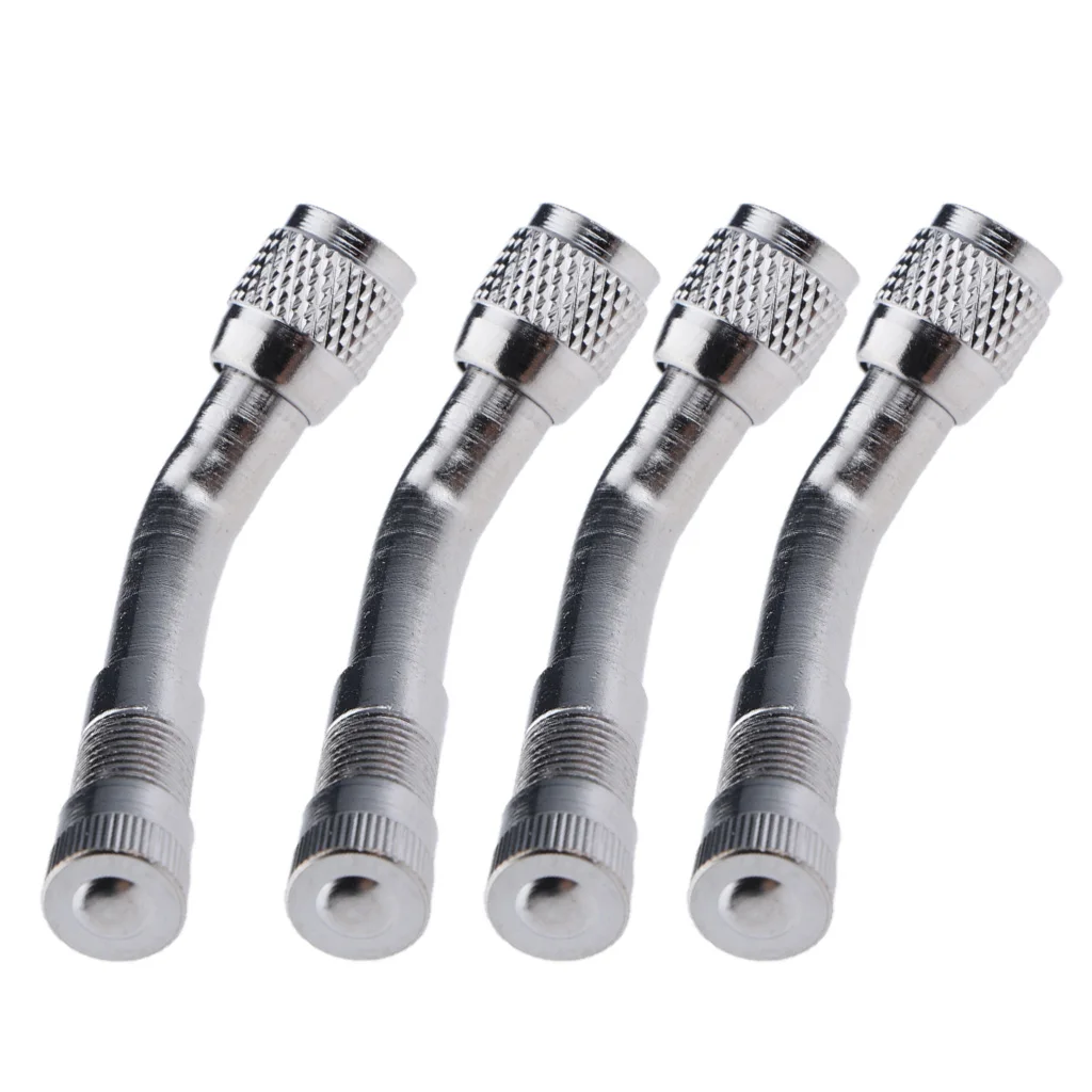4piece Wheel Tyre Valve Stem Extension Adapter Universal Silver 135°For Car Bike
