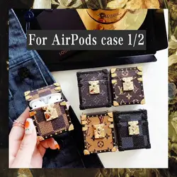 Роскошный чехол для AirPods1/2, 3D кожухи головных телефонов, аксессуары, защитный чехол, кожаный жесткий металлический корпус, ограниченное