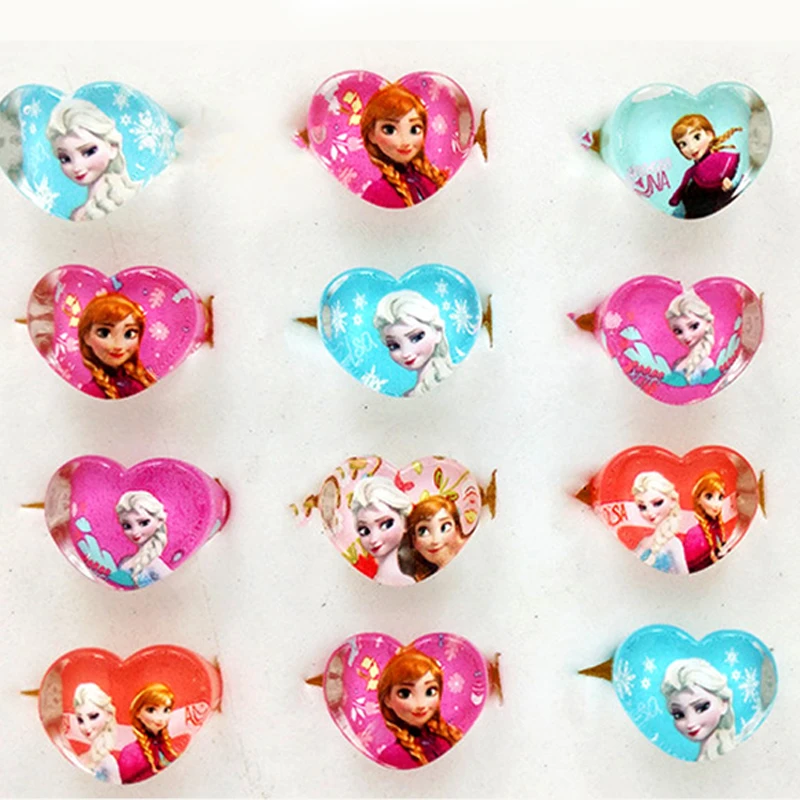 12 шт./лот акриловые детские кольца на палец Disney Холодное сердце принцесса Эльза