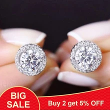 Роскошные теннисные серьги-гвоздики AAAAA cz Настоящее серебро 925 пробы свадебные серьги-гвоздики для женщин Свадебные вечерние ювелирные изделия