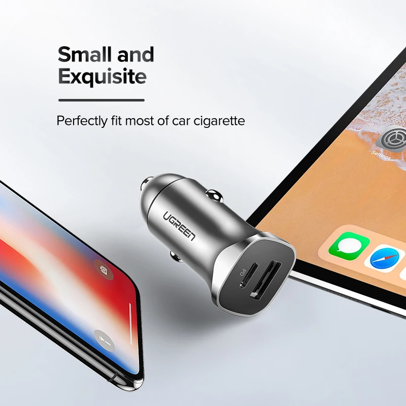 Ugreen Quick Charge 4.0 3.0 QC USB Car Charger for Xiaomi QC4.0 QC3.0 18W Type C PD Car Charging for iPhone 11 X Xs 8 PD Charger