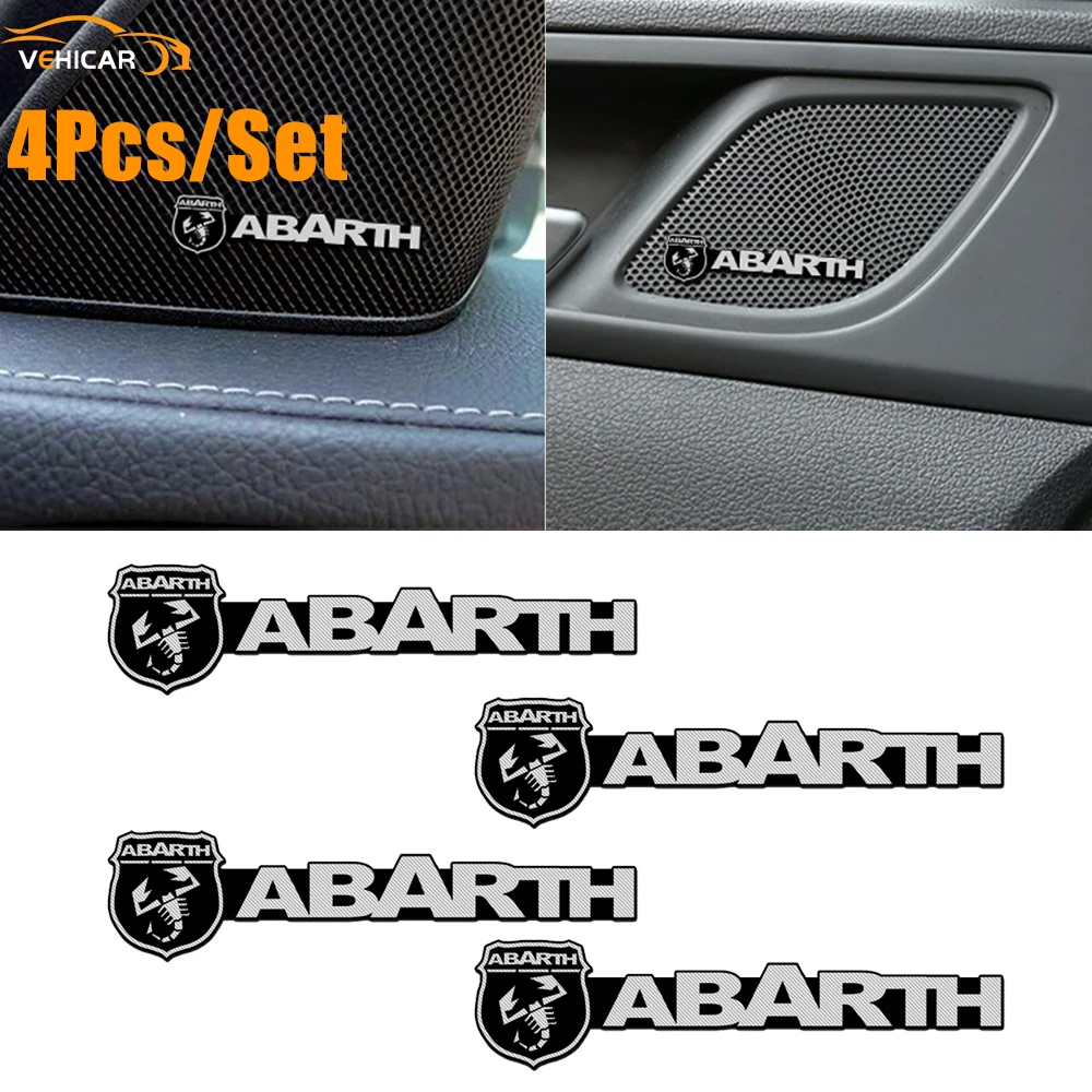 Vehicar 4pcs Car Speaker Audio Stickers 3d Aluminum Car Audio Sticker