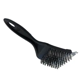 

Multifunctional BBQ Brush with Plastic Handle Practical Outdoor Picnic Stainless Steel Wires Cleaning Barbeque Oven Tools